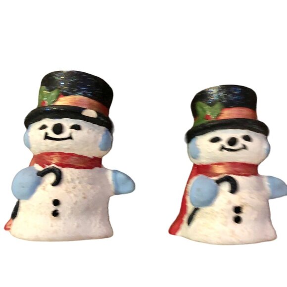 Two Snowman Candlestick Holders Some Wear - Picture 4 of 12